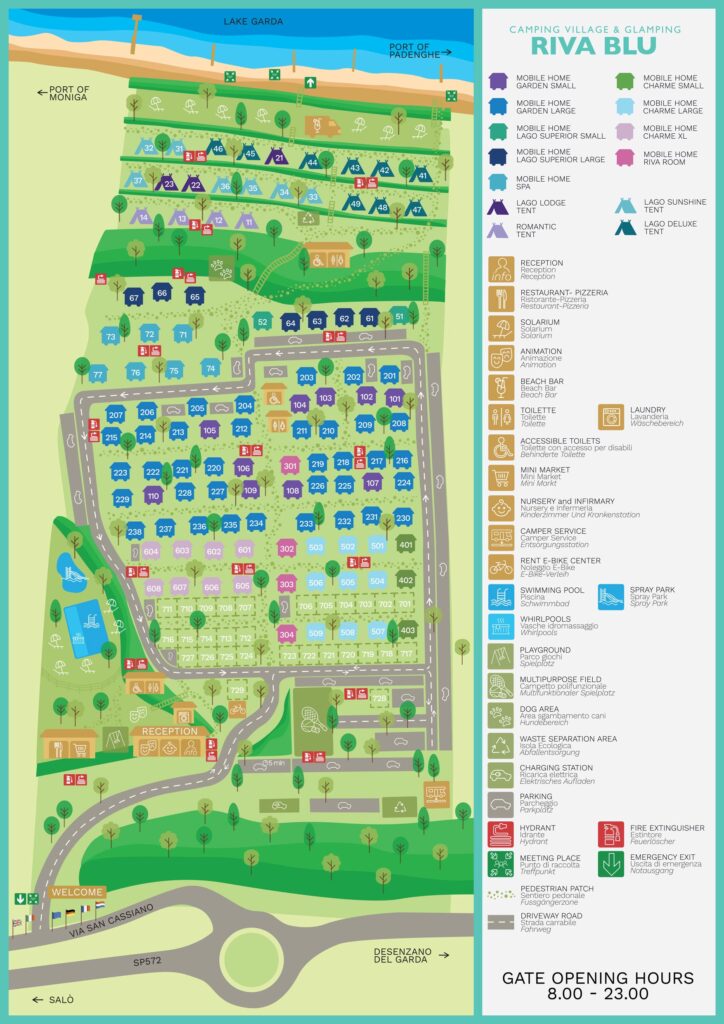 Camping Riva Blu in Italië de plattegrond van de camping